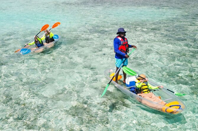 3HR Clear Kayak Mangrove and iguana island Tour in Leeward - Crossing the water by clear kayak