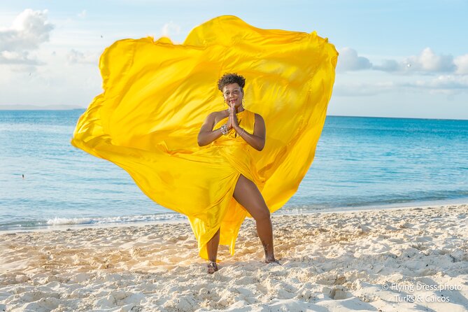 Flying Dress Photo in Turks and Caicos island - A one-hour photo session built around the dress