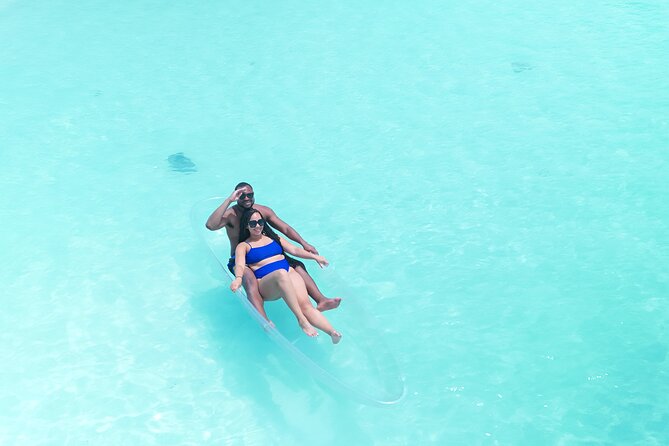 Romantic Clear Kayak Drone Photoshoot for Couples Turks & Caicos - Sitting in the clear kayak